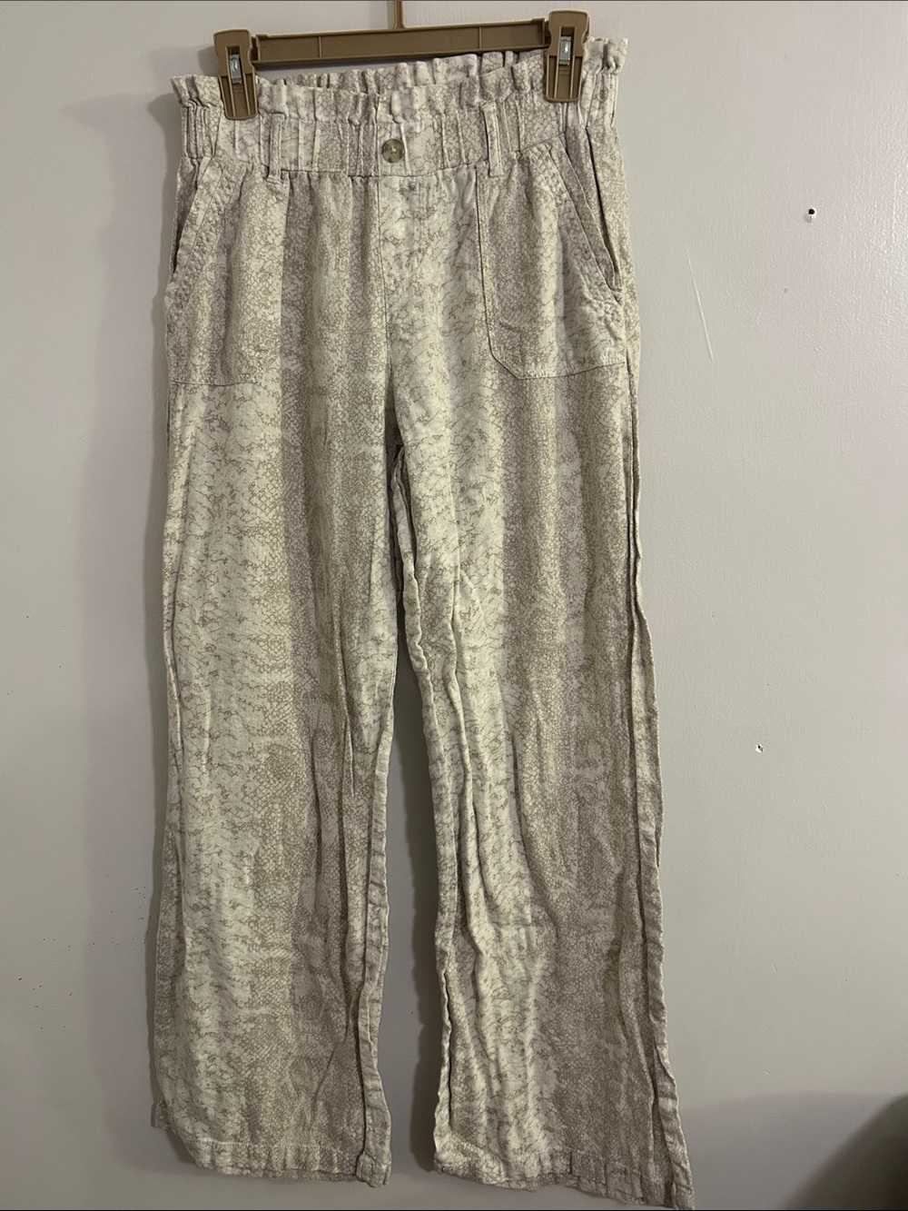 Rewash Neutral Textured Drawstring Wide-Leg